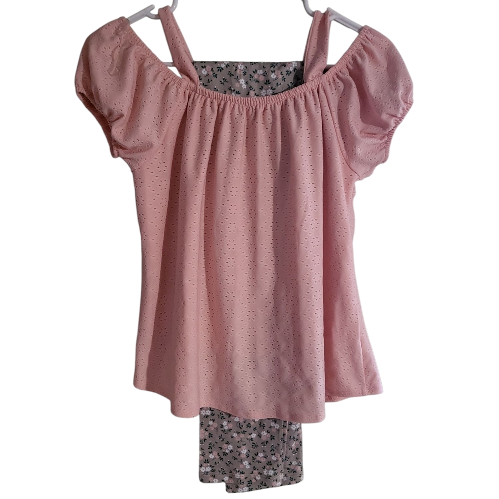 Pink Off-Shoulder Eyelet Top